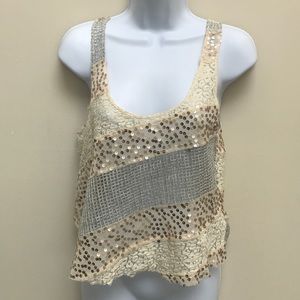 Free People Embellished Cropped Tank Top -R103